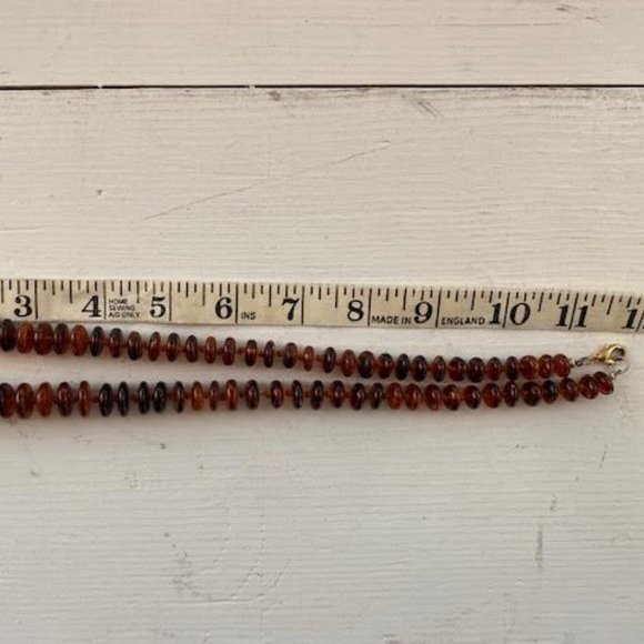 SALE! Gradated Amber Flat Bead Necklace Mid Century Modern - Picture 5 of 6